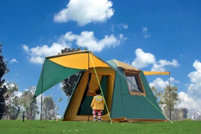Outdoor Travel Quick Opening Tent Beach Fishing Canopy Thickened Double-Layer Rainproof Sunscreen Portable Outdoor Camping Barbecue (Çadırlar) - dark-green-khaki-3-4-people