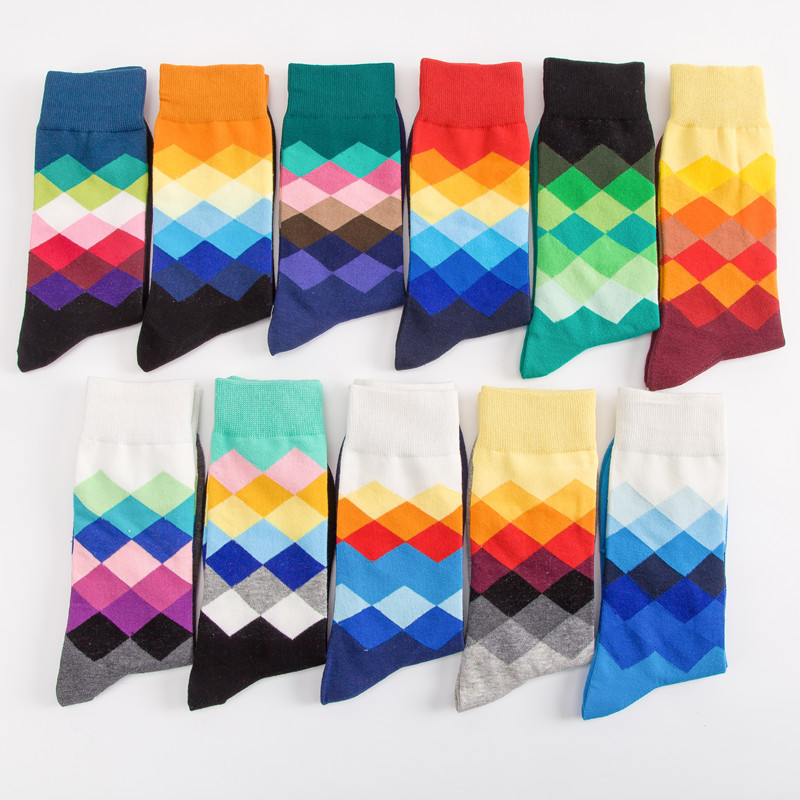 Cross-border Men's Tube Socks Color Diam...