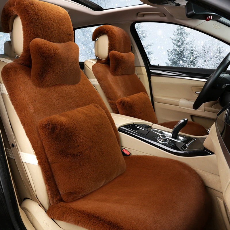 Зимняя теплая утолщенная Автомобильная подушка зимняя плюшевая мех кролика Рекс унисекс Автомобильная Подушка Чехол на сиденье Автомобильная подушка