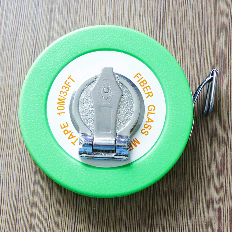 [厂家直供]盒式纤维卷尺合金摇柄 上胶带麻带长钢卷普通30m