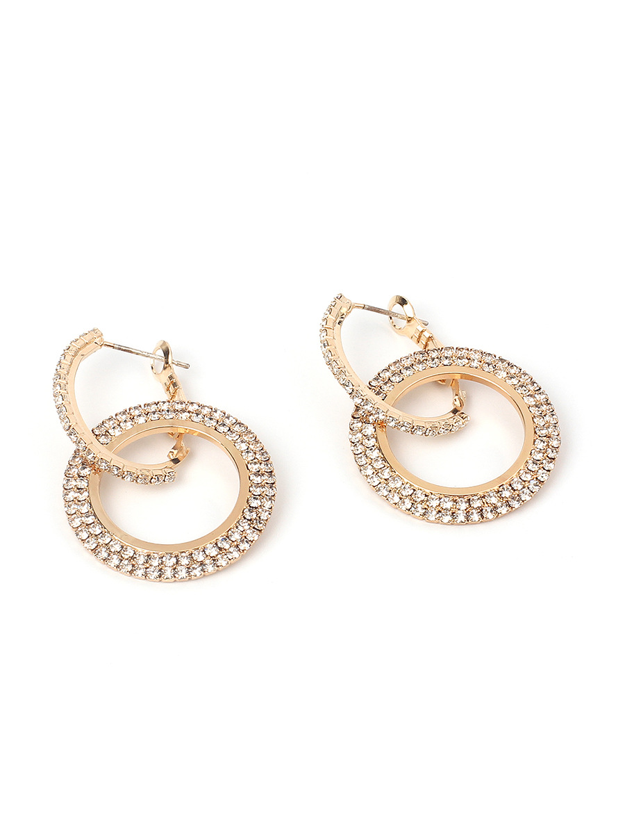 10g Weight No Inlaid Inlay Material Earrings Classification Travel Occasion Women'S Gender Gold, Silver Color Fashion Super Flash Diamond Round Geometric Earrings 4