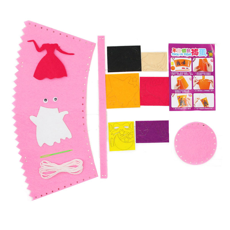 Paquete de material hecho a mano de bricolaje hecho a mano de Halloween hecho en casa de tela no tejida bolsa de calabaza Portátil Bolsa de regalo bolsa de dulces