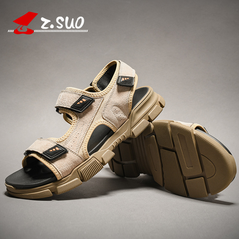 走索露趾男越南凉鞋男潮休闲夏季2019新款外穿真皮镂空罗马凉拖鞋|ru