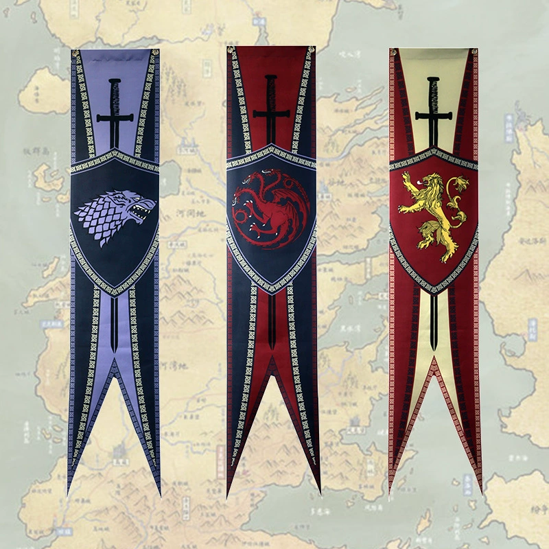 В наличии оптом: Декоративный флаг «Игра престолов» с двойным углом, длинный, для декора, винтажный, подвесной, креативный, ретро