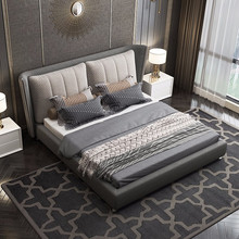 Giường vải đôi Giường Bắc Âu hiện đại tối giản giường mềm 1,8 m có thể tháo rời và có thể giặt 1,5 m vải giường đồ nội thất phòng ngủ Giường vải