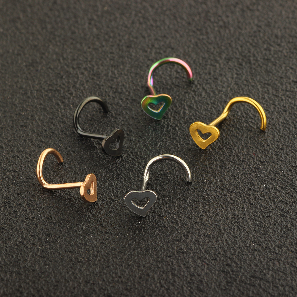 Fashion Heart Shape Metal Hollow Out Nose studs 1 Piece