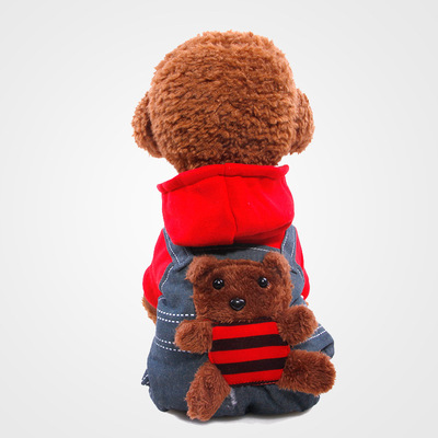 Manufactor goods in stock wholesale Autumn and winter Teddy Dogs Warm clothing Four feet customized Little Bear cowboy suit Pet clothes