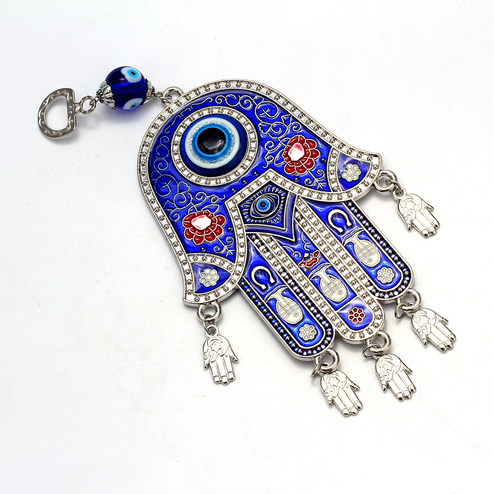 保平安藍色土耳其合金滴油手掌挂件牆體挂件 汽車挂件 牆上裝飾品