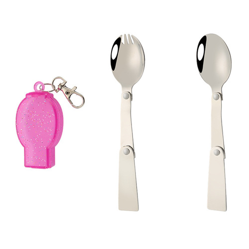 Outdoor portable tableware 304 stainless steel folding spoon Creative foldable fork and spoon dual-purpose three-fold spoon box