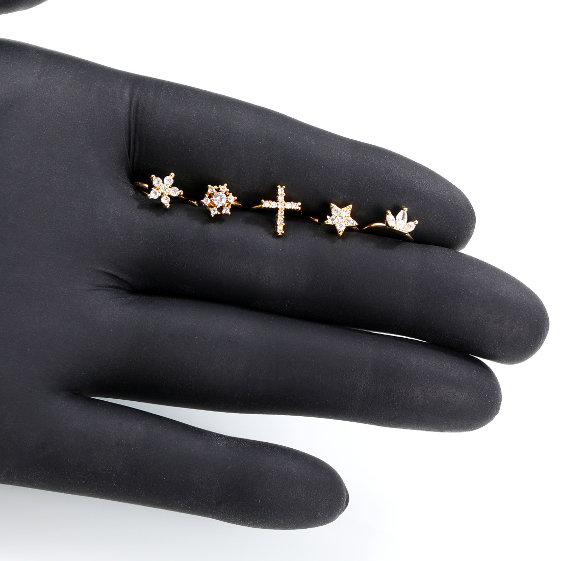 Fashion Cross Star Brass Inlay Zircon Nose Ring 1 Piece