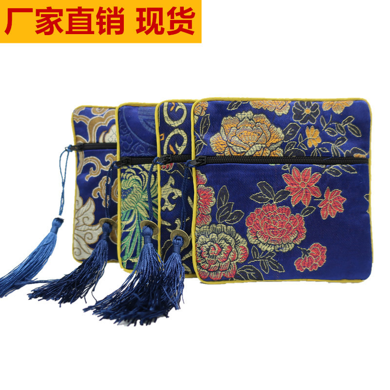 批发刺绣流苏拉链锦囊袋 珠宝首饰小布袋 文玩手串收纳袋