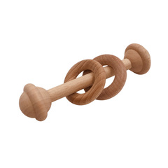 Factory Customized Baby Beech Wood Rattle with Beech Ring Teether and Ring Rattle Toy