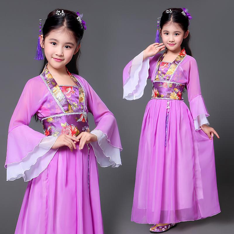 Children's ancient seven fairies Princess Dress guzheng performance