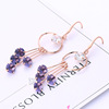 Long earrings, universal crystal with tassels, simple and elegant design, silver 925 sample