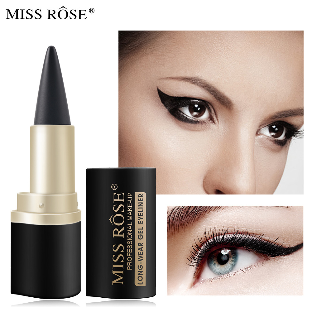 Cross border Waterproof Eye Liner Eyeliner mute speed dry Eyeliner single head black solid strong eye liner paste pen