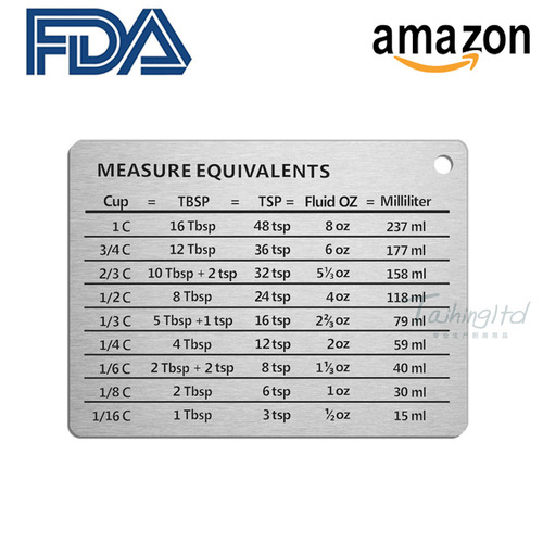 304 stainless steel refrigerator magnet with magnetic scale plate, baking unit comparison table, upgraded clear and black scale