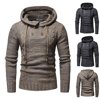 2018 new pattern man fashion Color matching personality Twist Double-breasted Hooded Self cultivation knitting sweater 7479