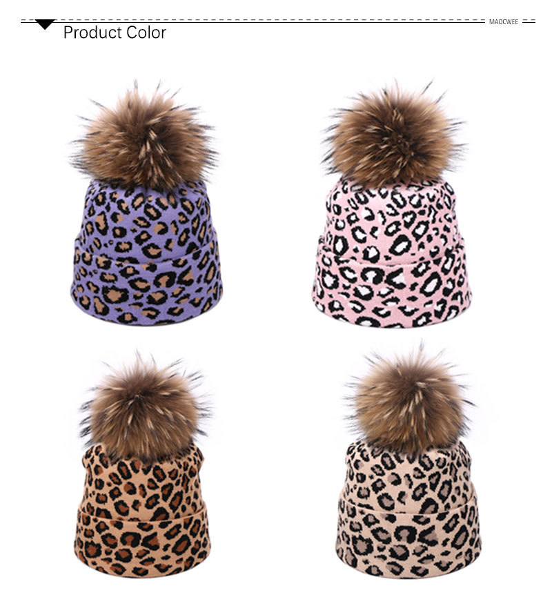 Women's Streetwear Leopard Pearl Eaveless Wool Cap display picture 3