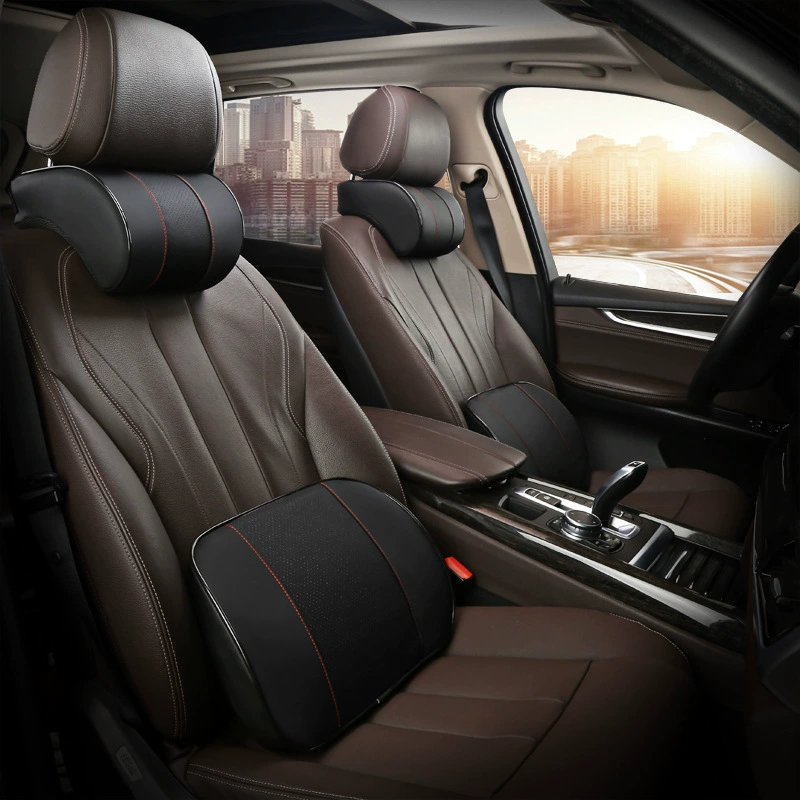 Автомобильный подголовник с эффектом памяти хлопковая Кожаная подушка для шеи Автомобильная Подушка Удобная Всесезонная универсальная хлопковая Подушка с эффектом памяти