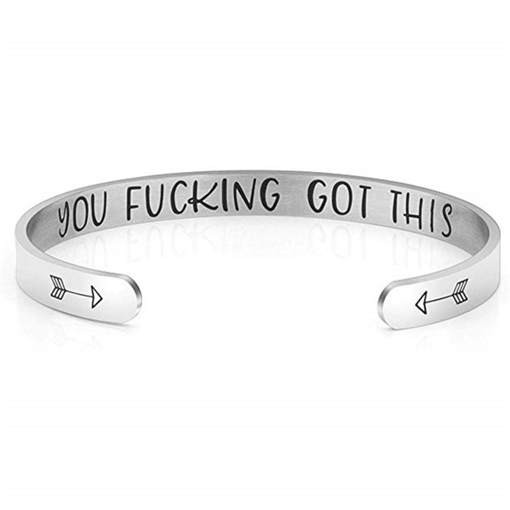 Yunna AliExpress Amazon nueva pulsera de doble flecha Keep fucking going pulsera de acero inoxidable