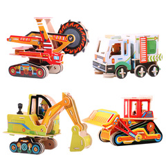 Children's early education wooden puzzle truck 3D stereoscopic puzzle 0.25 construction truck excavator building toy