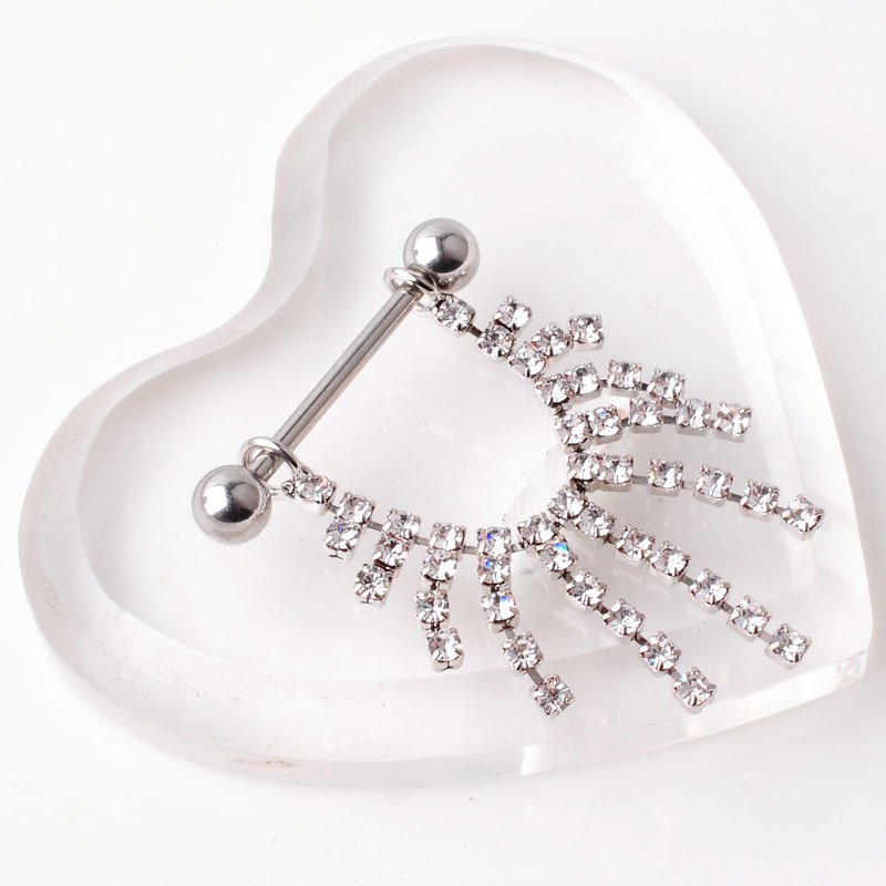 fashion puncture jewelry multi-drilled tassel titanium steel breast rings