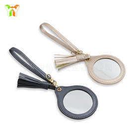 PU小镜子钥匙扣 创意包包挂件小圆镜  礼品化妆镜广告化妆镜