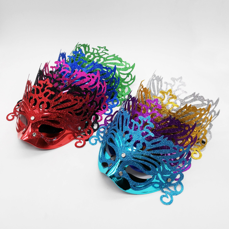 聖誕節化妝舞會面具 女士面具公主皇冠面具 女王金粉皇冠面具