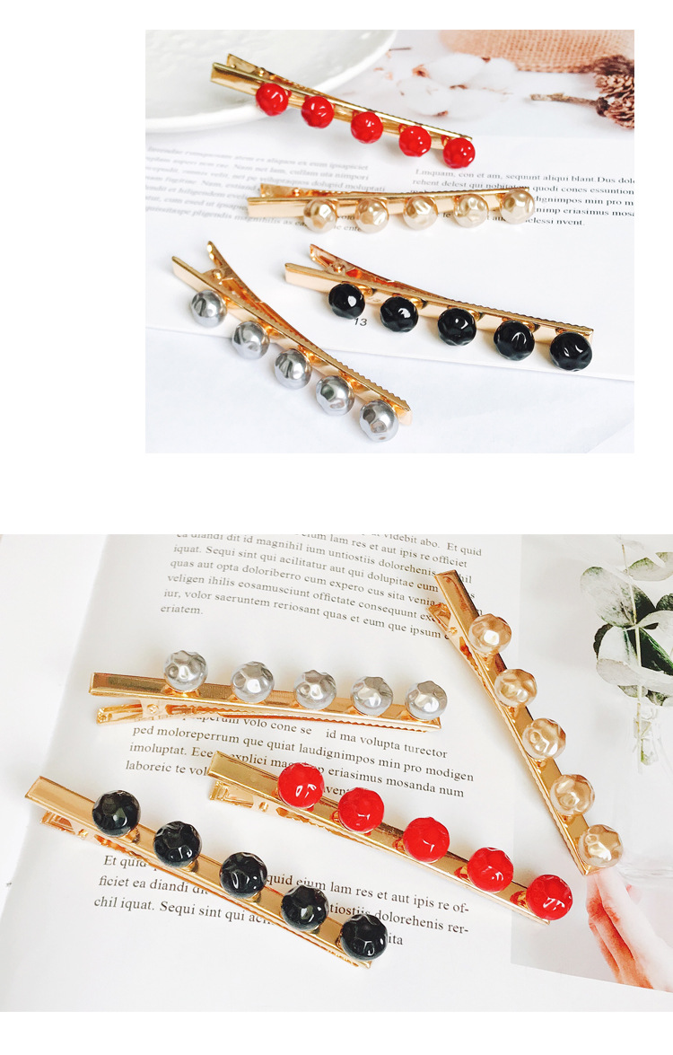 Korea New Simple Fashion Pea Imitation Pearl Hair Clip Side Clip Duckbill Clip Bangs Clip Wholesale Nihaojewelry display picture 3