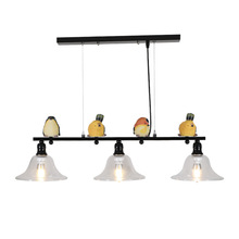 北歐風格現代田園3頭小鳥簡約餐廳卧室創意燈個性藝術裝飾吊燈