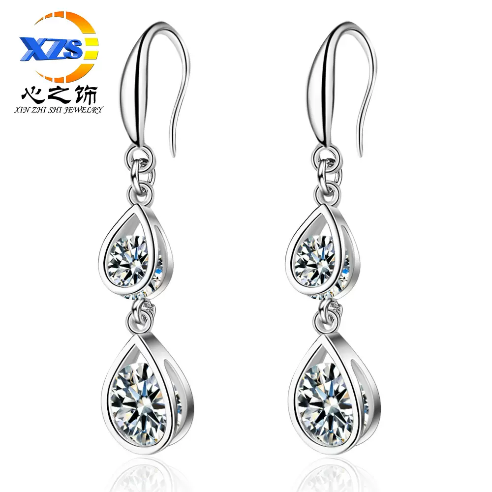 水滴流苏耳坠长款网红气质韩国锆石耳钩耳环女百搭冷淡风饰品耳钩