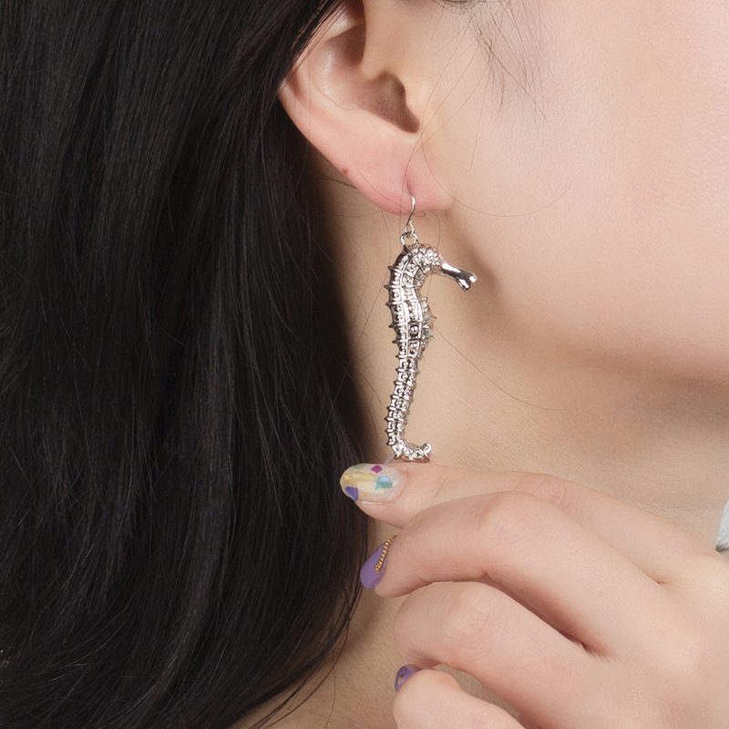 9g Weight Earrings Classification Women'S Gender Gold, Silver Color Shell Seahorse Starfish Gold Earrings 3