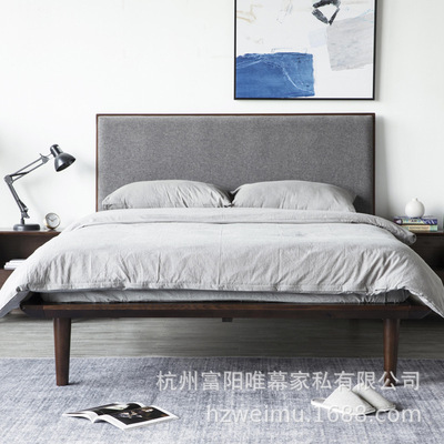 Bo Rui Modern minimalist Solid wood bed Northern Europe Style Furniture backrest Soft roll 1.8m15 Double bed frame
