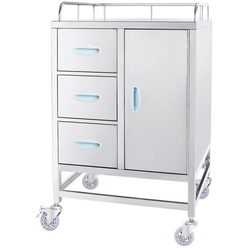 Stainless steel nursing anesthesia trolley, thickened instrument cart, nurse dressing cart, multi-functional oral tools anesthesia cabinet