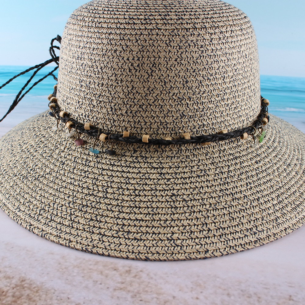 Verano estilo coreano moda paja cúpula pescador sombrero playa vacaciones sol protección sol sombra playa sombrero hembra paja sombrero personalización