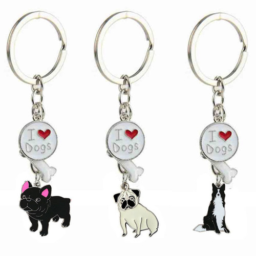 Supply cross-border e-commerce creative metal keychain pet keychain I DOG series key chain car pendant