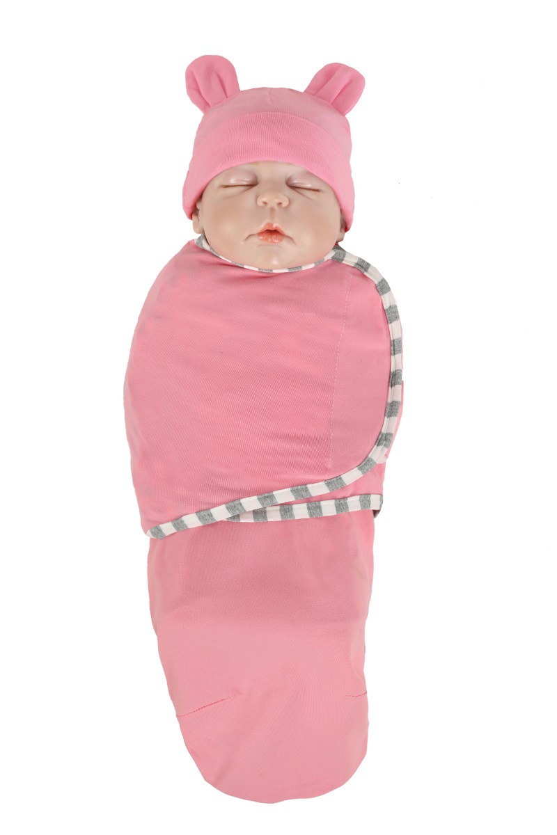 Newborn Wrapped Towel Baby Wrapped Blanket Cotton Baby Tire Cap Sleeping Bag Set Rabbit Ear Cap