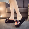 Flip flops platform, slippers, fashionable beach footwear to go out, slide with bow