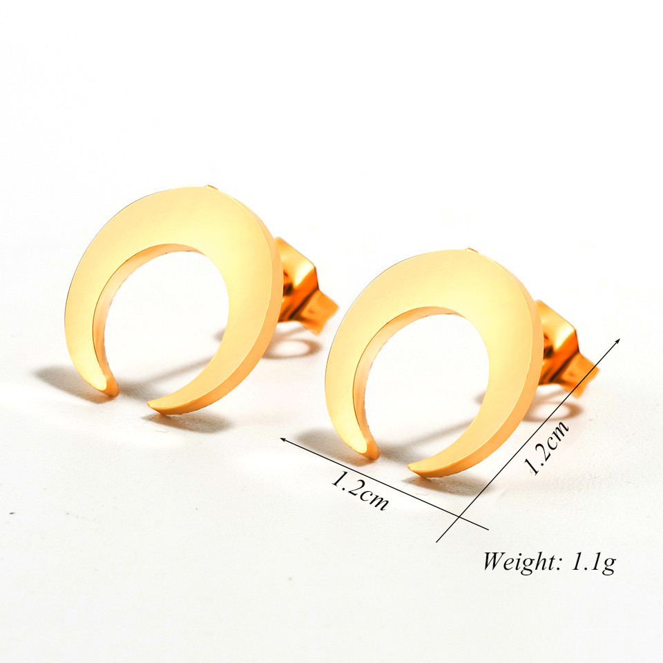 Simple Half-moon Stainless Steel Earrings display picture 1