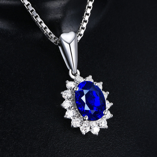 European and American princess wedding ruby ​​pendant necklace women's fashionable temperament colorful treasure clavicle chain versatile jewelry wholesale