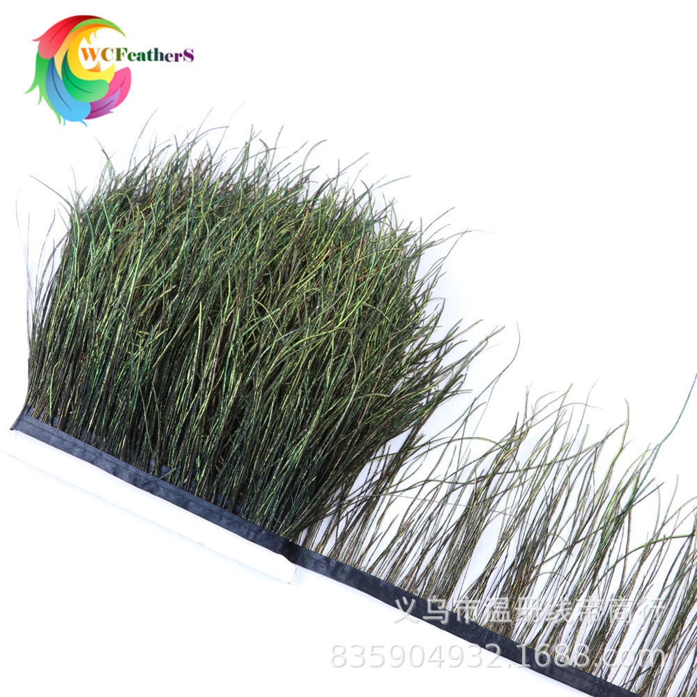 现货销售天然花纹孔雀毛花鸡毛不染色环保鸡毛礼服鞋帽装饰10米详情图14