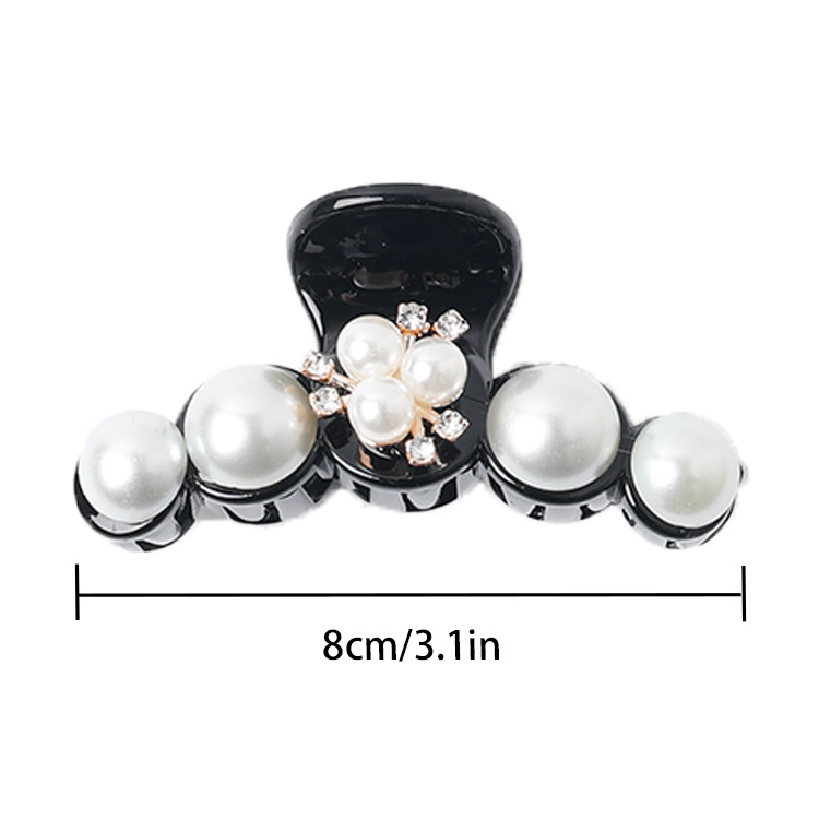 New Fashion Pearl Hair Clip Acrylic Diamond Clamp Flower Ponytail Hair Clip Wholesale display picture 7