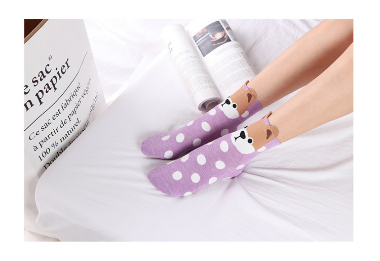 Women's Fashion Dog Polka Dots Cotton Jacquard Crew Socks display picture 2