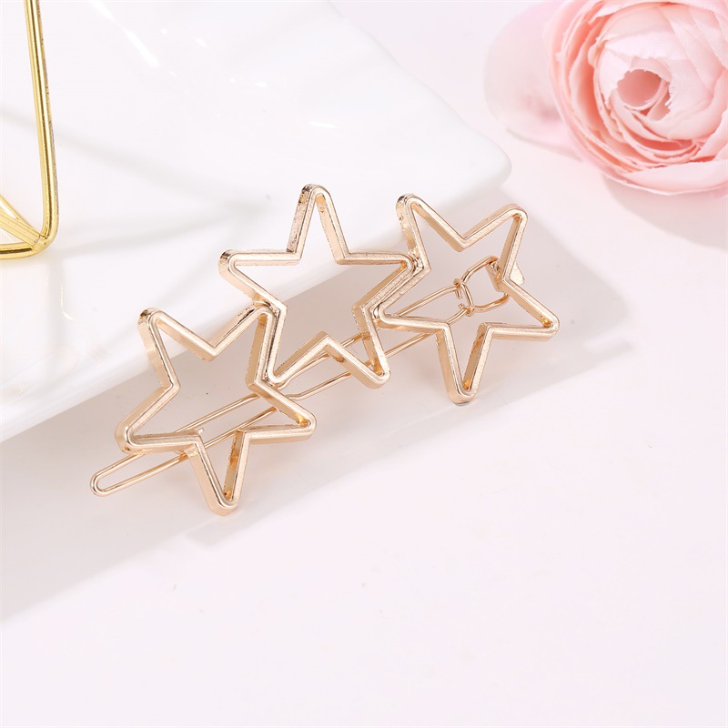 Korean Simple Hollow Five-pointed Star One Side Clip Three Stars Simple Metal Clip Wholesale display picture 4