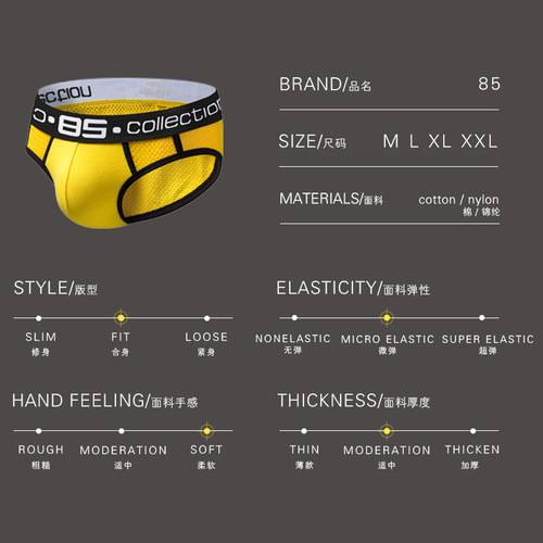 BS85 foreign trade new product trendy brand men's mesh underwear sexy breathable sexy briefs including packaging bag BS107