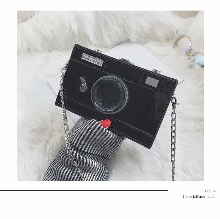 retro patent leather mini camera small square bagpicture24
