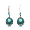 Retro metal long earrings, turquoise ethnic accessory, ethnic style, European style, wholesale