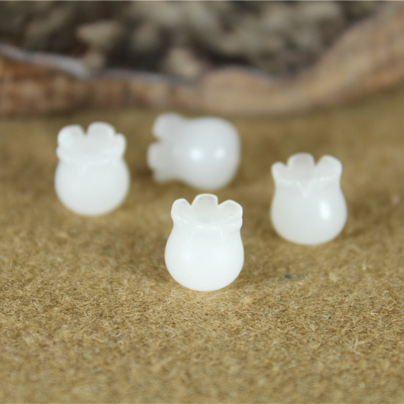 新疆白玉铃兰花 石榴花 手工DIY饰品手串项链108配饰挂件半成品