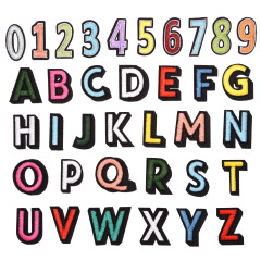 學校幼兒園學號記號布貼補丁貼背膠刺繡數字花朵布貼小尺寸布貼