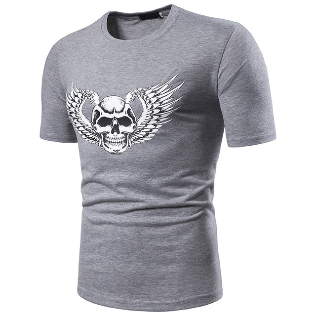 short-sleeved T-shirt chest dynamic drag racing skull printing